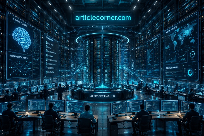 Engineers working at the AI ​​company are working in a data repository.article corner ai