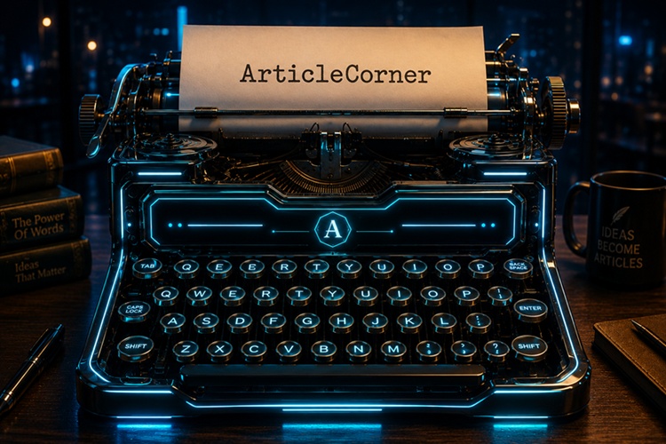 A typewriter ready for writing an article; 
