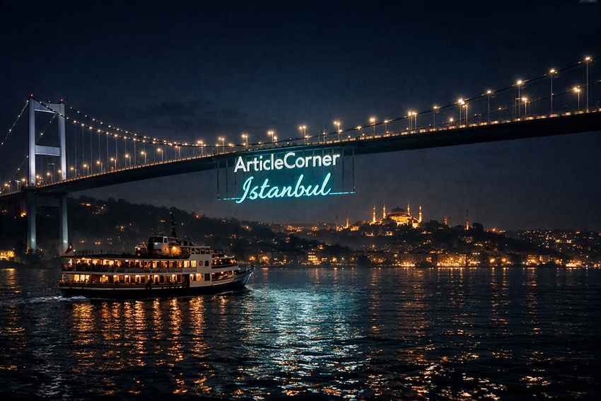A ferry passing through the Bosphorus. There is an 