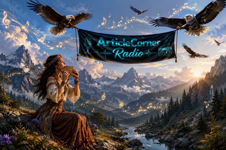 woman playing the pan flute on the mountain — ArticleCorner Radio-flute music