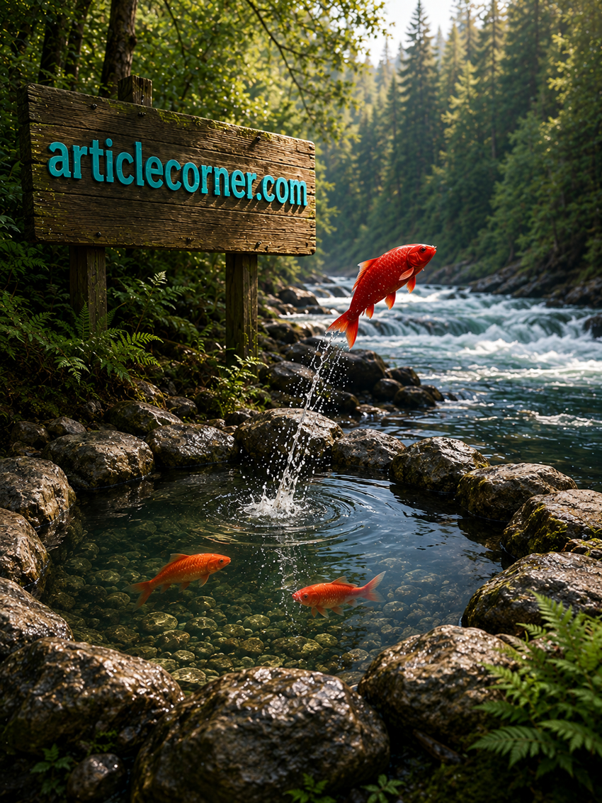 ArticleCorner.com illustration of a goldfish leaving its comfort zone to discover limitless opportunities in nature.What Is Your Authentic Identity?