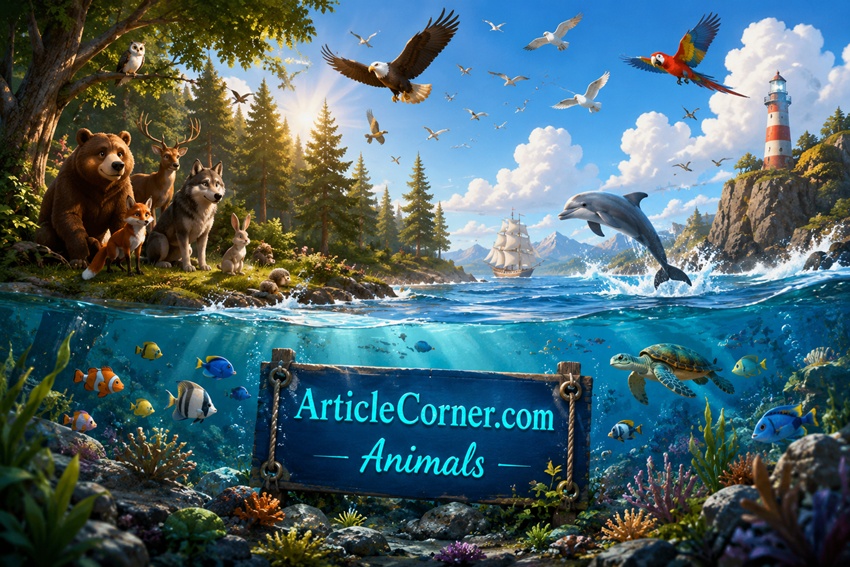 ArticleCorner Animals 3D animated scene with forest animals, birds, sea life and underwater creatures-articlecorner.com
