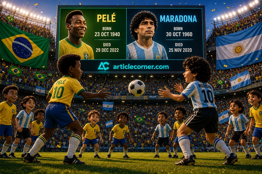 The visual from Article Corner that tells the story of Pelé and Maradona.