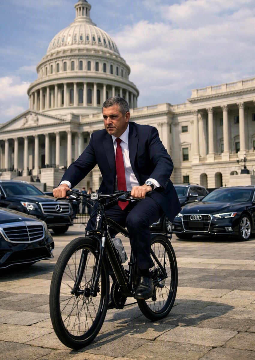 A politician who rides a bicycle. He dislikes ostentation. He is a man of the people-articlecorner.com