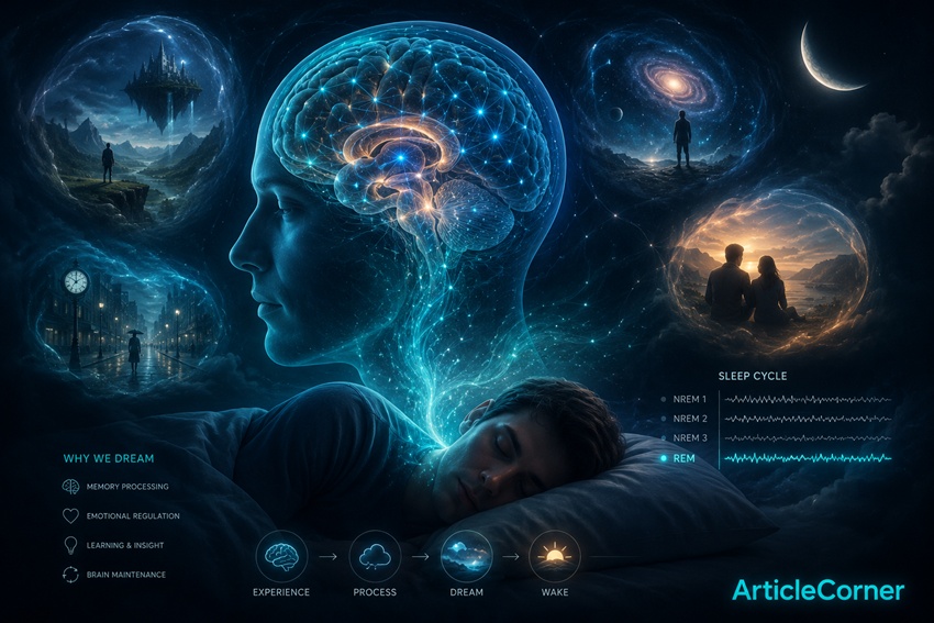 An image depicting sleep and dreams; an image from ArticleCorner's Dr. Mind project.